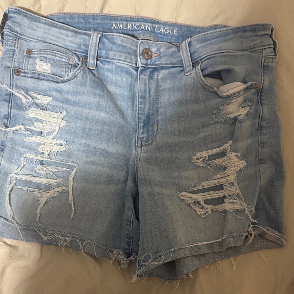 American Eagle Outfitters Light Blue Distressed Denim Cutoff Shorts